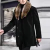 Męskie mieszanki wełny męskie wełniany płaszcz faux fur