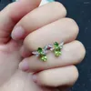 Stud Earrings Fashion 925 Silver Bee For Young Girl 4mm 6mm VVS Grade Natural Peridot Sterling Jewelry