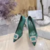 Chaussures de créateurs Marque de luxe Top Qualité Femmes Nouveaux Talons Hauts Sexy Bouts Pointus En Cuir Strass Robe Chaussures Shine Holiday Party rose noir blanc vert 6 styles