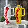Water Bottles 40Oz Sports Yellow Baseball Stainless Steel Tumbler With Lid Handdle Large Cup Keep Cold 24 Hours Car Mugs Jn14 Drop D Dhcao