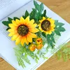 Decorative Flowers Romantic Sunflower Wedding DIY Artificial Bouquet Decoration Arrangement Party Living Room Decor Silk Fake Flower