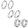 Hoop Earrings 1-3 Pairs 316L Stainless Steel Cubic Zirconia Cartilage Piercing Set For Women Men 8mm 9mm