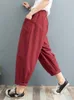 Calças femininas s verão algodão linho harem para mulher 2023 tamanho grande cintura elástica lanterna calça carga sweatpants corredores 230919