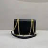 Borsa a tracolla sotto le ascelle con catena Borsa a tracolla con patta da donna in vera pelle con hardware dorato con segno scavato, portafoglio semplice, 23 cm