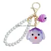 Cute Dog Keychain With Pearl Chain Bell Key Creative 3D Pendant Ring Bag Accesseries Nice Gift For Guest Drop Delivery Dhw4G