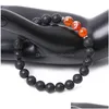 Bracciale con perline 7 Chakra Bracciale in pietra Fili a strisce Agata rossa Fascino di loto Testa di Buddha Braccialetti vulcanici Polsino per donna Uomo Moda Dr Dhk39