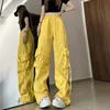 Damesbroeken Lucyever Y2K Cargo voor dames Harajuku Street chic Baggy Wide Leg Parachute Woman Koreaanse Edgy Style Jogging Joggingbroek 230919