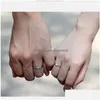 Band Rings Open Adjustable Sier Couple Engagement Ring For Women Men Fashion Jewelry Gift Will And Sandy Drop Delivery Dhjuk