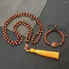 Pingente colares charme 108 mala contas colares pulseiras conjunto mulheres homens clássico longo borla colar yoga cura boêmio jóias presentes