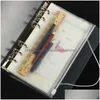 Book Cover Wholesale 500Pcs A5/A6/A7 Pvc Binder Clear Er Zipper Storage Bag 6 Hole Waterproof Stationery Bags Office Travel Portable D Dhg6N