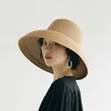 Handgjorda kvinnor Summer Sun Hat Big Eaves Beach Japanese Hepburn Style Holiday Fold Fisherman Cap Temperament Flat 230920