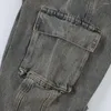 Kadınlar kot houzhou harajuku yırtık kargo kadınlar tasarımı düşük bel fırçalamalı hip hop denim pantolon pantolonlar erkek rahat sokak kıyafetleri