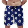 Mäns shorts vita tusenskönor blommor konst söt hawaii strand män design sport surf snabb torr badstammar födelsedagspresent