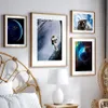 Pinturas Astronauta Espaço Explorar Lua Terra Nebulosa Galáxia Arte Da Parede Pintura Nórdica Pôsteres Imprime Fotos Sala de estar Decoração 230919