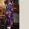 Podstawowe sukienki swobodne 2023 Style chiński tradycyjny sukienka cheongsam mandarynka haft kwiatowy qipao vestidos elegancka impreza A787 230919