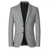 Men's Suits Men Blazer Two Buttons Lapel Autumn Winter Woolen Business Casual Suit Jacket Long Sleeve Coat Workwear Plus Size 4XL