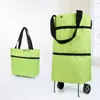 Shopping Bags Folding Pull Cart Trolley Bag With Wheels Foldable Reusable Grocery Food Organizer Vegetables y230918