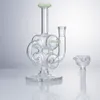 Paladin886 GB022 Circa 17 cm di altezza Bong in vetro colorato per acqua Doppio riciclatore Acqua Perc Dab Rig Pipa per fumatori Bubbler Bong 14 mm Ciotola a cupola maschio