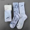 Meias masculinas tecnologia velo tie-dye meias masculinas designer colorido moda meias all-match feminino respirável algodão futebol basquete esportes meias para homem l230919