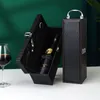 Outils de bar Classique en cuir PU unique porte-vin rouge anneau de luxe coupe-papier couteau d'hippocampe verseur de vin en bois boîte d'emballage de vin boîte-cadeau 230918