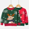 Pullover Boys Girls Autumn Cartoon Christmas Sweater Klädbarn Barn Knitwear Sticked Kids Party Casual Sweaters 230918