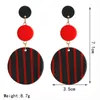 Dangle Earrings Vintage Wood Acrylic Pendientes Red White Black Geometric Round Drop For Women Jewelry
