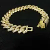 14mm Diamond Miami Prong Cuban Link Chain Armband 14K White Gold Iced Iy Cubic Zirconia Jewelry 7Inch 8inch Cuban Armband278J