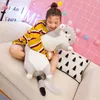 Plush Dolls 50cm Squishy Kitten Plush Toy Stuffed Long Cat Doll Brown Pink Grey 3 Colors Down Cotton Sleeping Companion Comforting Wholesale 230919