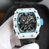 Designer Richasmiers kijken naar YS Top Clone Factory Watch Carbon Fiber Automatic S Watch Top Kwaliteit Zwitserse bewegingswacht Keramische wijzerplaat met Diamond RMF 2023New RMW7NB