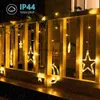 LED -strängar Party 3.5m Warm White Moon Stars Curtain String Lights Icicle LED Light 8 Modes Waterproof For Home Wedding Party Decoration HKD230919