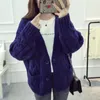 Women's Knits Tees s Fashion Autumn Winter Purple Sweater Cardigan Warm Y2k American Vintage Loose Vneck Knitted Overcoat Weave Cardigans 230918