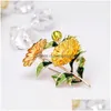 Stift broscher uppdaterar blomma daisy brosch gul marguerite boutonniere lapel pin modesmycken för män kvinnor kommer och sandiga släpp del dh9ab