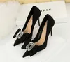 18249-H32 Fashion Elegant Women's Wine High Heel Shallow Mouth Pointed Rhinestone Bow Tie Banquet Shoes