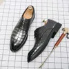 Luxury Leather Men Dress Derby Shoes Office Business Wedding Dress Shoes Crocodile Patterned Shoes Lace-Up Buckle Pointed Toe For Boys Party Dress Boots 38-48