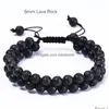 Chaîne 6mm 8mm diffuseur d'huile lave double couche bracelet réglable bracelets en pierre givrée femmes hommes bijoux de mode livraison directe Dhe9M