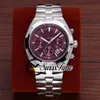 New Overseas 5500V 110A Wine Red Dial A2813 Automatic Mens Watch SS Steel Bracelet STVC No Chronograph STVC Watches SwissTi304t