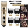 Clippers Trimmer Hår Clipper Electric Trimmer Cordless Shaver Men Barber Cutting Machine för uppladdningsbar USB LCD -display 230918