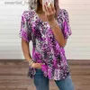 Women's Blouses Shirts Summer Women's Clothing V-neck Short Sleeve Tops Printed Tees Casual Loose T-shirt Ladies Zipper Tee XS -5XL L230919