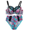 MiaoErSiDai vrouwen Sexy Bh Set Push Up Beha Hoge Taille Panty Kant Bloemen Lingerie Plus Size Ondergoed 30- 40 C-G2323