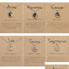 Pendentif Colliers Jour et nuit Zodiac Sign Collier pour femmes 12 Constellation Perles Chaîne Collier Femme Anniversaire Bijoux Carton C Dhxy2