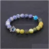 Charm Armband 8mm Frosted Natural Stone Armband Eye Hand Gemstone Crystal Healing Bangle Fashion Jewelry Drop Delivery Dhwnb