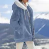Kvinnorjackor Kvinnor Winter Coat Solid Color Long Hermes Zipper Cardigan Loose Warm Furry Plush Plus Size Lady Coat Winter Clothes 230919