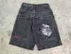 Pantalones cortos para hombres Pantalones cortos JNCO Y2K Hip Hop Estampado gráfico Baggy Denim Gym Shorts Hombres Mujeres 2023 Verano Nuevo Harajuku Gothic Men Shorts de baloncesto T230919