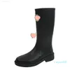 Botas de lluvia para mujer con punta cuadrada de marca, botines de suela gruesa con tacón grueso, botas de goma para mujer