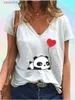 Bluzki damskie koszule damskie koszulki damskie koszulka damska moda moda lato v kołnierz top panda nadruk bluzki swobodne koszulki z krótkim rękawem panie luźne l230919