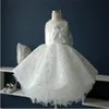 Edles weißes Chiffon-Taufkleid für Neugeborene, Mädchen, große Schleife, Prinzessin Tutu, Geburtstagskleider für Hochzeit248z