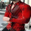 Chemises habillées pour hommes automne hiver chemise à manches longues grand haut dégradé mince imprimé géométrique287v