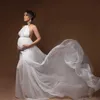 Maternity Dresses White Maternity Long Dresses Photography Posing Props Sexy Elegant Gold Color Leather African Shoot Studio Dress