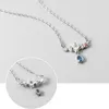 펜던트 Wantme 925 Sterling Silver State Golden Pendant Blue Zircon Charms Necklace Women Trendy 절묘한 웨딩 주얼리 Boho Chic