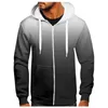 Herrtröjor dragkedja tröja kappa gradient tryckt mode zip up hooded y2k jumpers dragstring pullover moletom masculinos